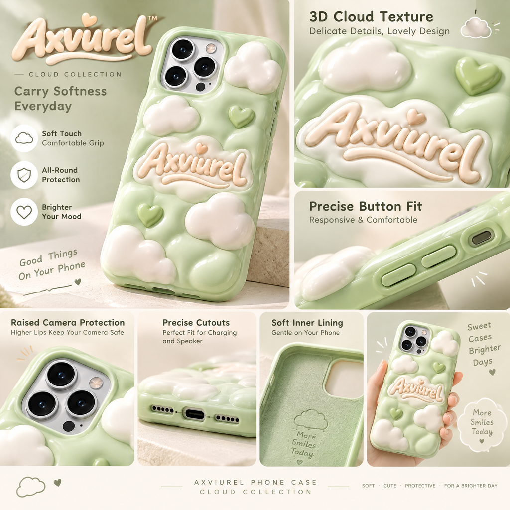 Axvurel™ Mint Cloud 3D Phone Case — product details