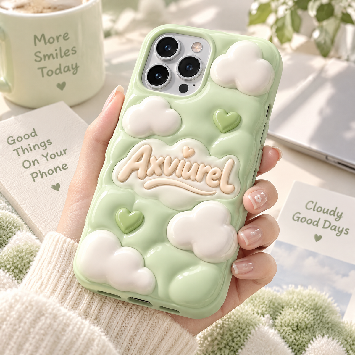 Axvurel™ Mint Cloud 3D Phone Case — everyday styling