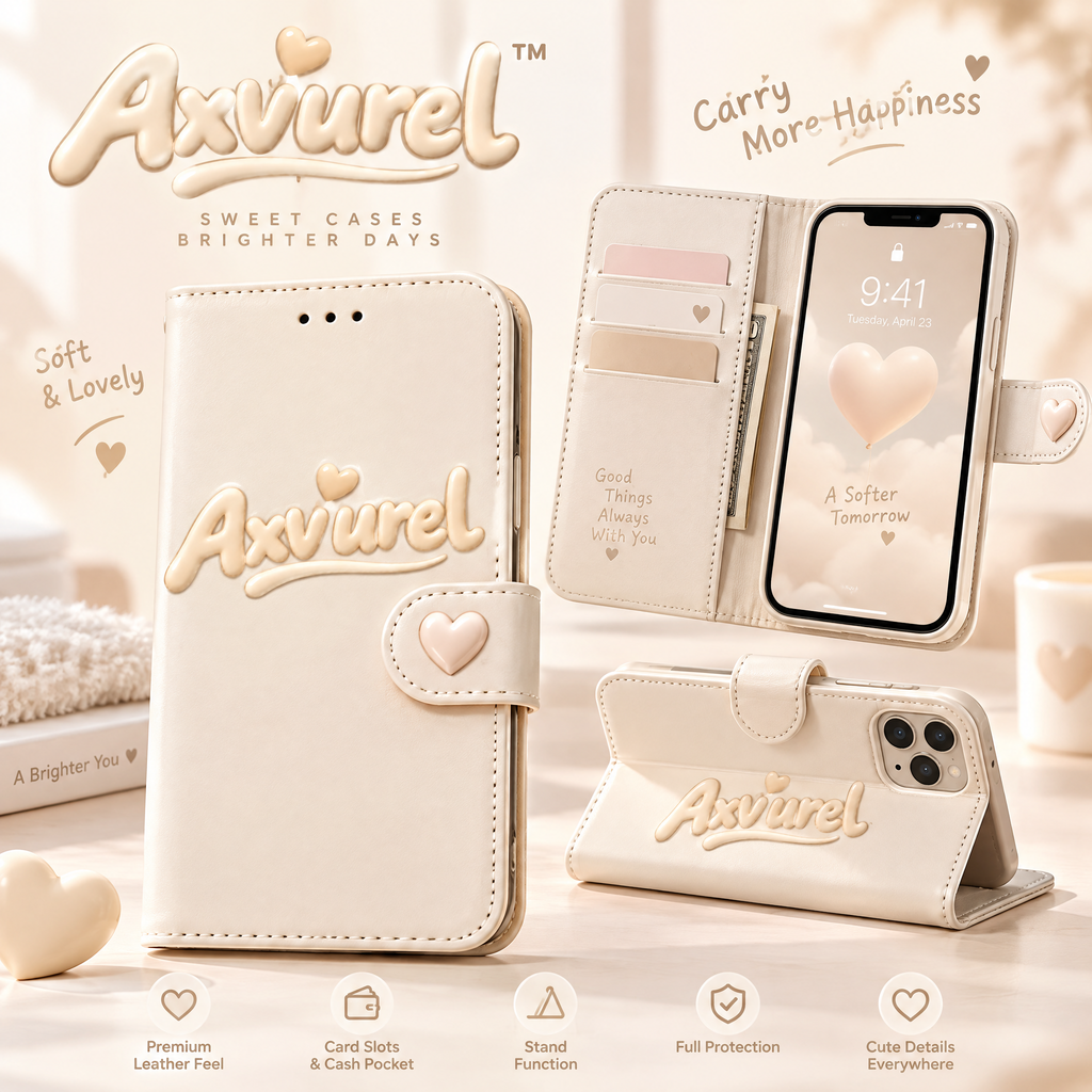 Axvurel™ Cream Wallet Folio Phone Case — main design