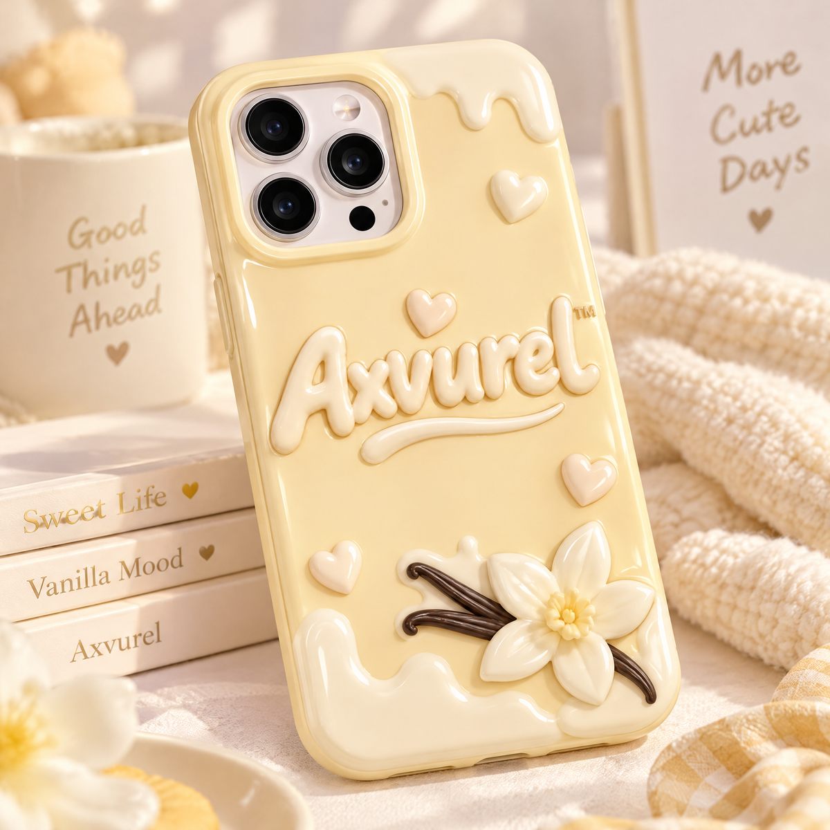 Axvurel™ Vanilla Bloom 3D Flower Phone Case — main design