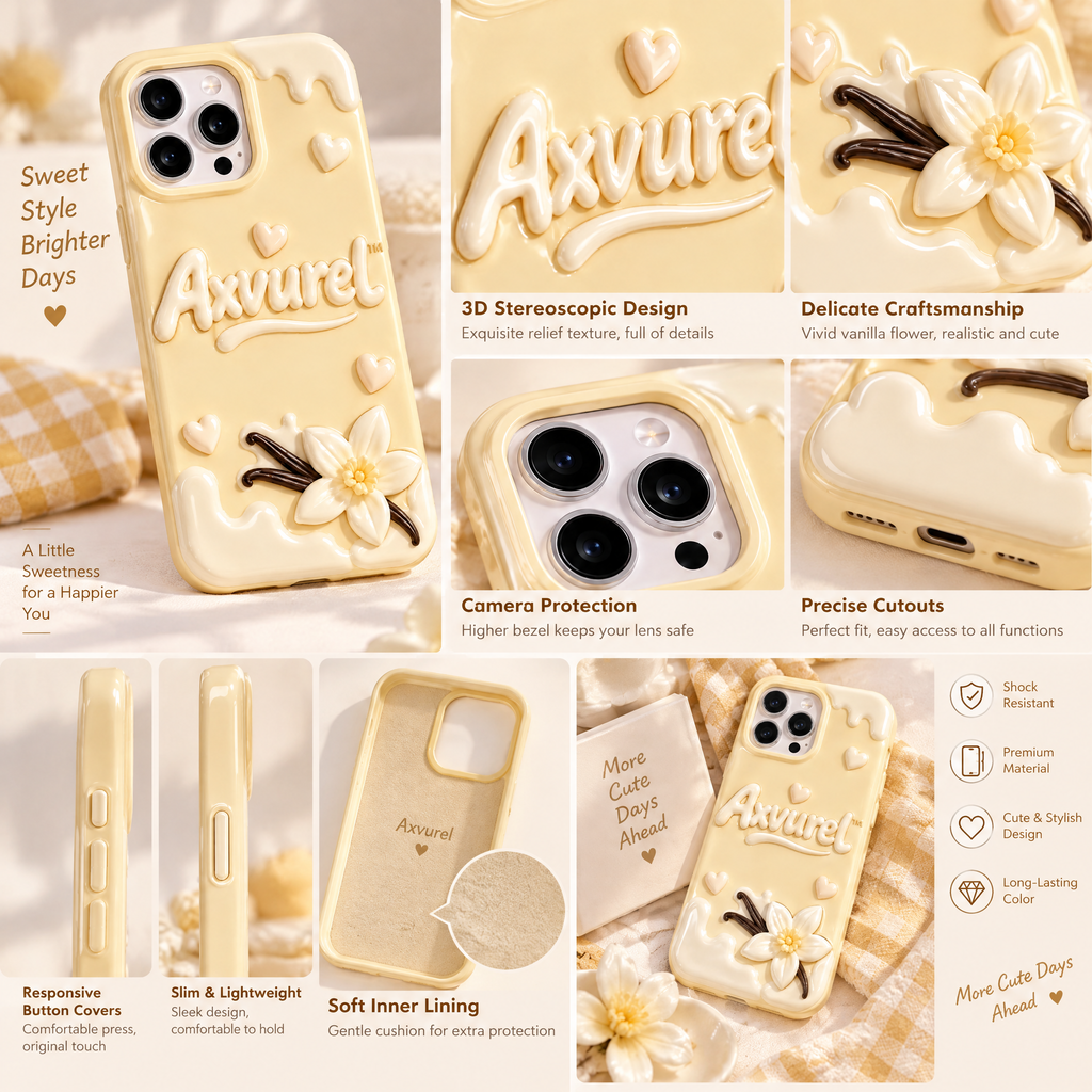 Axvurel™ Vanilla Bloom 3D Flower Phone Case — product details
