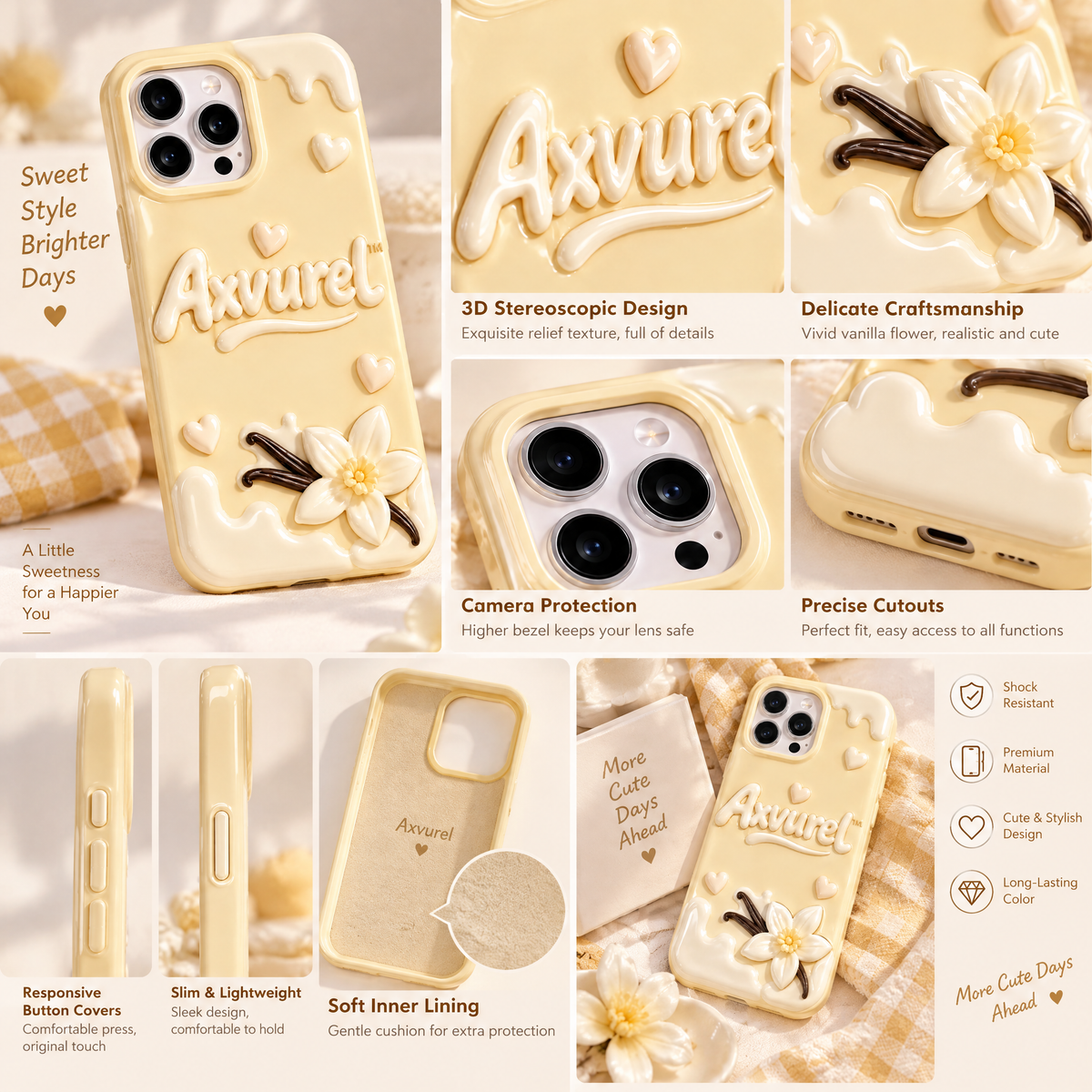 Axvurel™ Vanilla Bloom 3D Flower Phone Case — product details