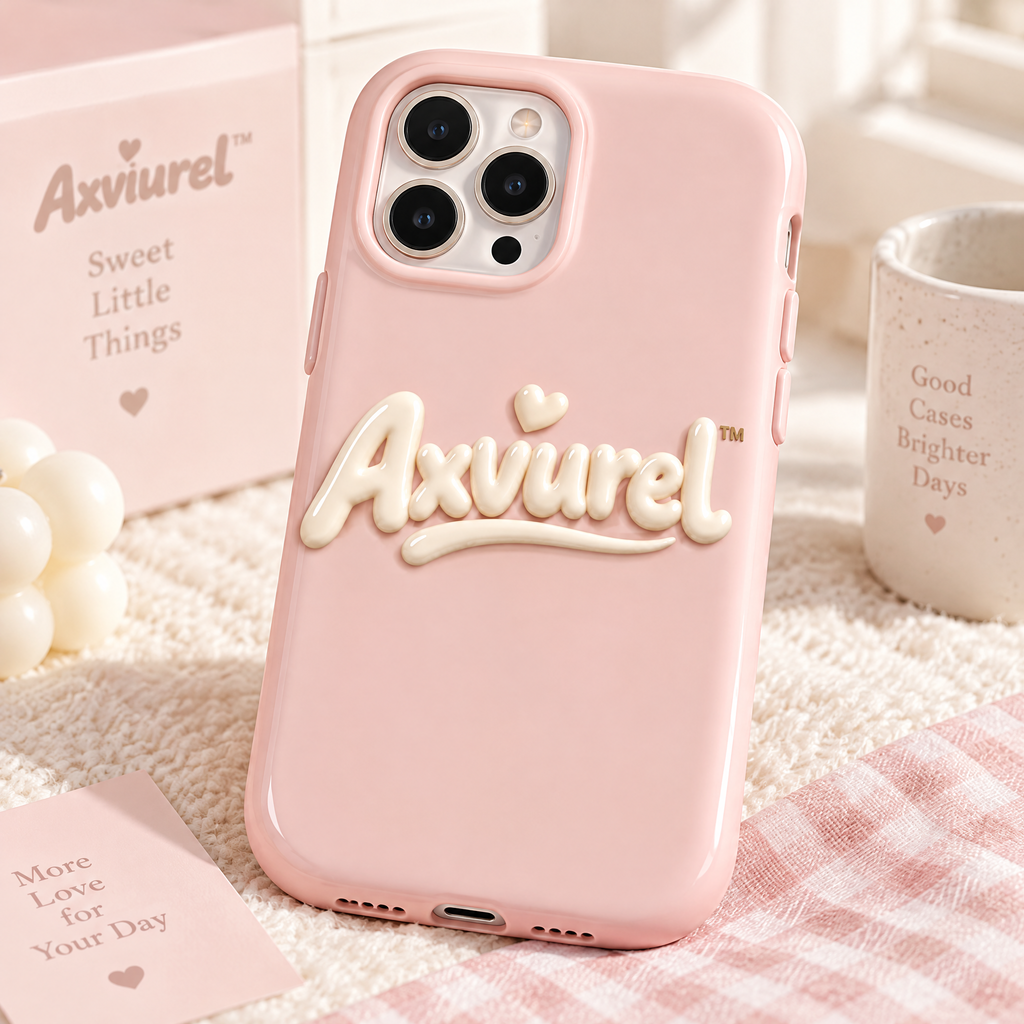 Axvurel™ Blush Pink Minimal Logo Case — main design