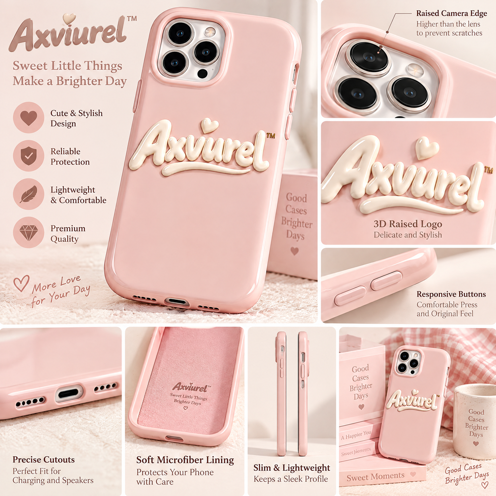 Axvurel™ Blush Pink Minimal Logo Case — product details