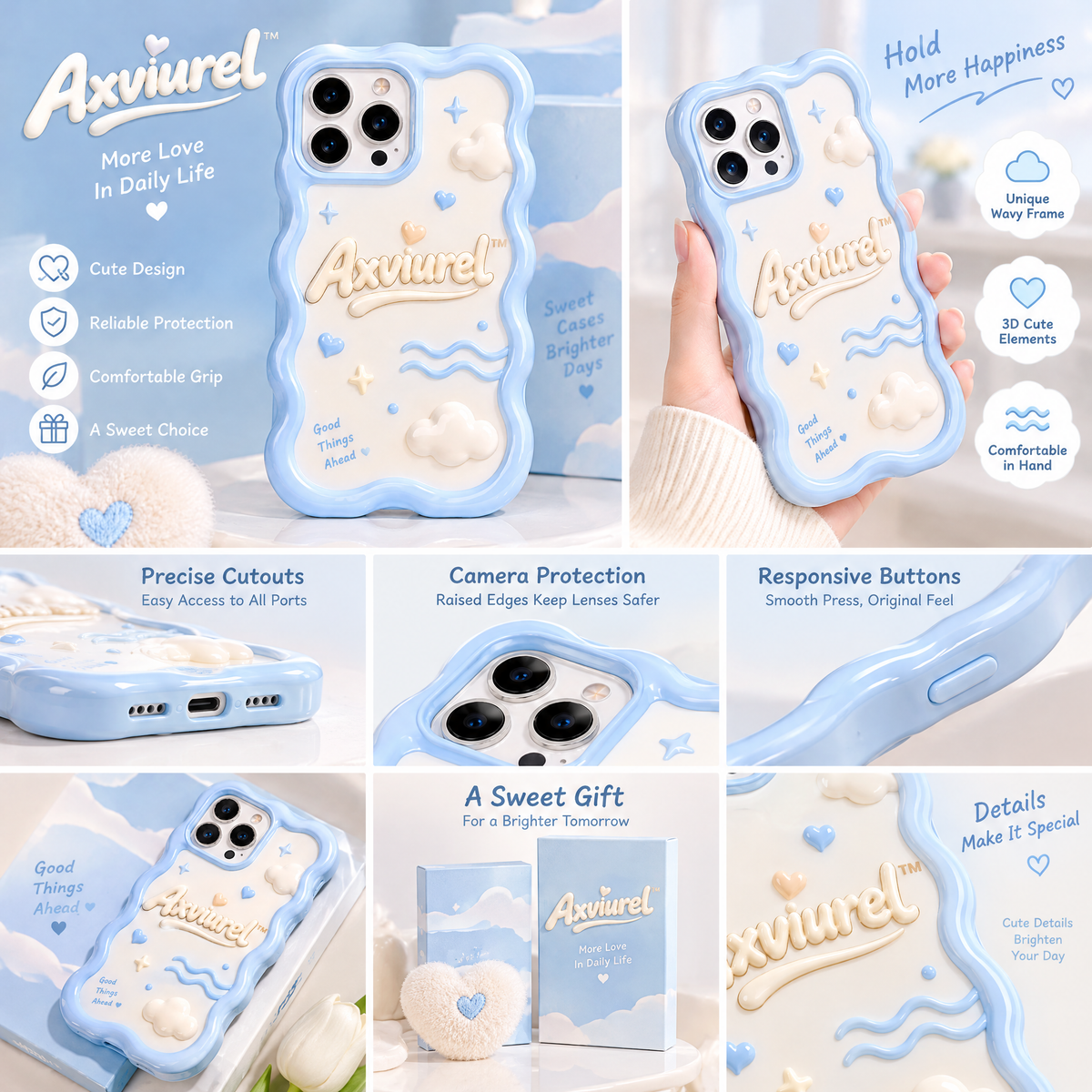 Axvurel™ Dreamy Blue Cloud 3D Phone Case — features