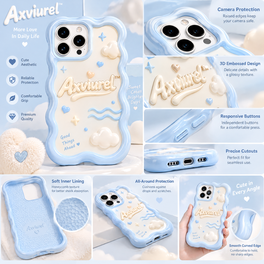 Axvurel™ Dreamy Blue Cloud 3D Phone Case — product details