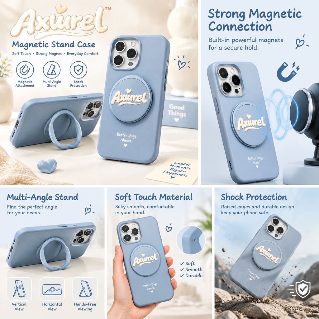 Axvurel™ Magnetic Ring Stand Phone Case — features