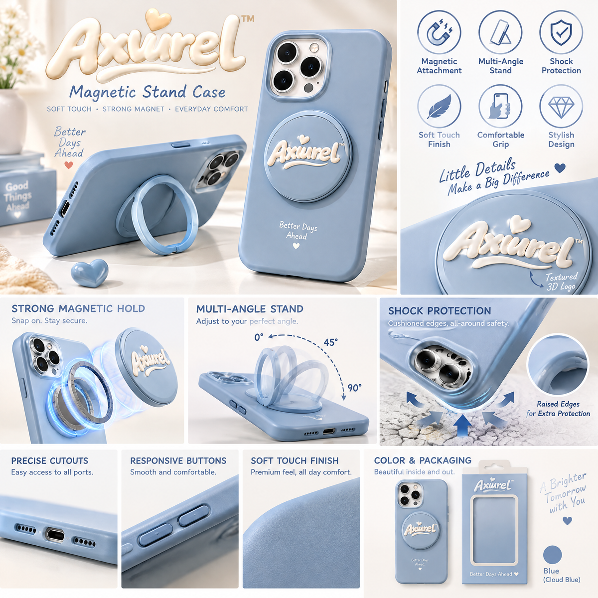 Axvurel™ Magnetic Ring Stand Phone Case — product details