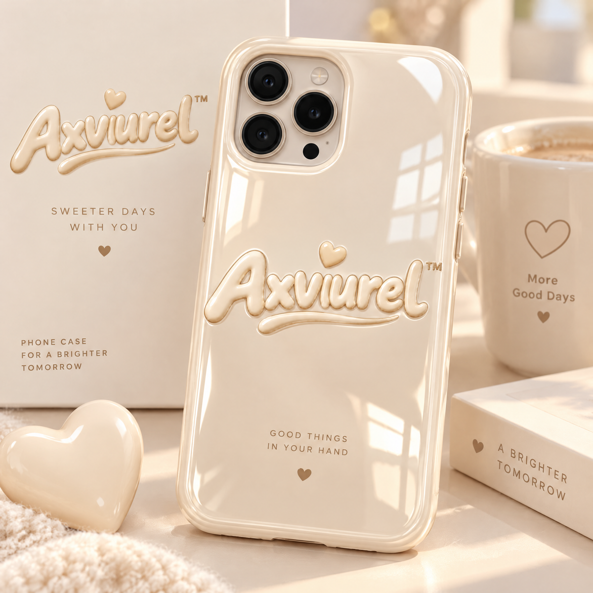 Axvurel™ Crystal Clear Cream-Edge Case — main design