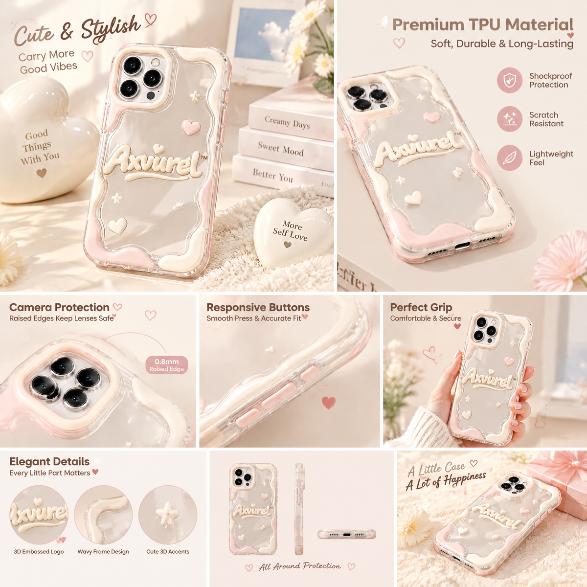 Axvurel™ Pastel Wave Clear Phone Case — features