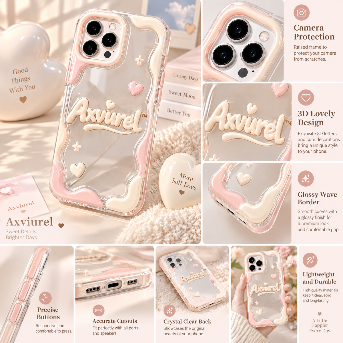 Axvurel™ Pastel Wave Clear Phone Case — product details